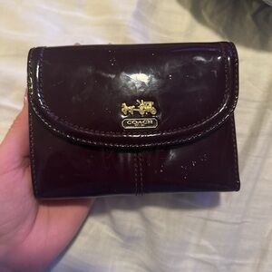 Coach Dark Purple Wallet with Gold Accent